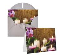 PPTHSNVB Biglietti di auguri con busta, biglietti vuoti con candele e orchidee, biglietto di ringraziamento divertente, 10,2 x 15,2 cm, biglietto di auguri per matrimonio, insegnanti, San Valentino