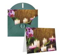 PPTHSNVB Biglietti di auguri con busta, biglietti vuoti con candele e orchidee, biglietto di ringraziamento divertente, 10,2 x 15,2 cm, biglietto di compleanno per insegnanti di matrimonio, San