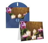 PPTHSNVB Biglietti di auguri con busta, biglietti vuoti con candele e orchidee, biglietto di ringraziamento divertente, 10,2 x 15,2 cm, biglietto di compleanno per insegnanti di matrimonio, San