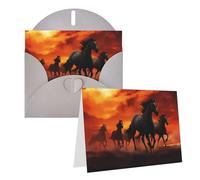 PPTHSNVB Biglietti di auguri con busta, biglietti vuoti con cavalli, nuvole rosse incandescenti, divertente biglietto di ringraziamento, 10,2 x 15,2 cm, biglietto di auguri vuoto per insegnanti di