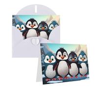 PPTHSNVB Biglietti di auguri con busta, biglietti vuoti con cinque simpatici pinguini, divertente biglietto di ringraziamento, 10,2 x 15,2 cm, biglietto di auguri vuoto per insegnanti di nozze, San