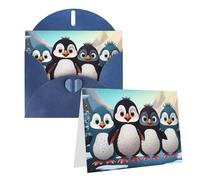 PPTHSNVB Biglietti di auguri con busta, biglietti vuoti con cinque simpatici pinguini, divertente biglietto di ringraziamento, 10,2 x 15,2 cm, biglietto di auguri vuoto per insegnanti di nozze, San