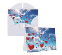 PPTHSNVB Biglietti di auguri con busta, biglietti vuoti con cuori nel cielo, divertente biglietto di ringraziamento, 10,2 x 15,2 cm, biglietto di auguri vuoto per insegnanti di nozze, San Valentino
