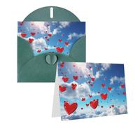 PPTHSNVB Biglietti di auguri con busta, biglietti vuoti con cuori nel cielo, divertente biglietto di ringraziamento, 10,2 x 15,2 cm, biglietto di auguri vuoto per insegnanti di nozze, San Valentino