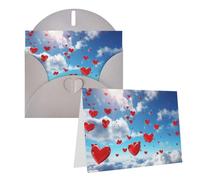 PPTHSNVB Biglietti di auguri con busta, biglietti vuoti con cuori nel cielo, divertente biglietto di ringraziamento, 10,2 x 15,2 cm, biglietto di auguri vuoto per insegnanti di nozze, San Valentino