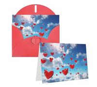 PPTHSNVB Biglietti di auguri con busta, biglietti vuoti con cuori nel cielo, divertente biglietto di ringraziamento, 10,2 x 15,2 cm, biglietto di auguri vuoto per insegnanti di nozze, San Valentino