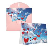 PPTHSNVB Biglietti di auguri con busta, biglietti vuoti con cuori nel cielo, divertente biglietto di ringraziamento, 10,2 x 15,2 cm, biglietto di auguri vuoto per insegnanti di nozze, San Valentino