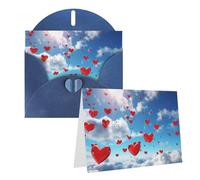 PPTHSNVB Biglietti di auguri con busta, biglietti vuoti con cuori nel cielo, divertente biglietto di ringraziamento, 10,2 x 15,2 cm, biglietto di auguri vuoto per insegnanti di nozze, San Valentino