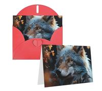 PPTHSNVB Biglietti di auguri con busta, biglietti vuoti con foglie autunnali e un lupo, biglietto di ringraziamento divertente 10,2 x 15,2 cm, biglietto di auguri per insegnanti di nozze, San