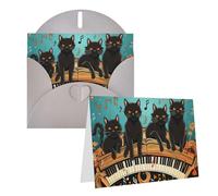 PPTHSNVB Biglietti di auguri con busta, biglietti vuoti con gatti sdraiati sulla tastiera del pianoforte, biglietto di ringraziamento, 10,2 x 15,2 cm, biglietto di auguri vuoto per insegnanti di nozze