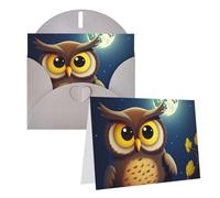 PPTHSNVB Biglietti di auguri con busta, biglietti vuoti con gufo e luna gialla, divertente biglietto di ringraziamento 10,2 x 15,2 cm, biglietto di compleanno per insegnanti di nozze, San Valentino
