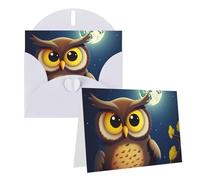 PPTHSNVB Biglietti di auguri con busta, biglietti vuoti con gufo e luna gialla, divertente biglietto di ringraziamento 10,2 x 15,2 cm, biglietto di compleanno per insegnanti di nozze, San Valentino