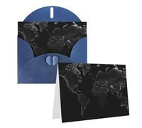 PPTHSNVB Biglietti di auguri con busta, biglietti vuoti con mappa del mondo nera, divertente biglietto di ringraziamento, 10,2 x 15,2 cm, biglietto di auguri vuoto per insegnanti di nozze, San