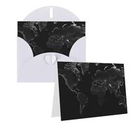 PPTHSNVB Biglietti di auguri con busta, biglietti vuoti con mappa del mondo nera, divertente biglietto di ringraziamento, 10,2 x 15,2 cm, biglietto di auguri vuoto per insegnanti di nozze, San