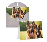 PPTHSNVB Biglietti di auguri con busta, biglietti vuoti con scritta "Happy German Shepherd", 10,2 x 15,2 cm, biglietti di auguri vuoti per insegnanti di matrimonio, San Valentino, feste