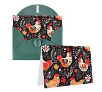 PPTHSNVB Biglietti di auguri con busta, biglietti vuoti con simpatico gallo, galline, biglietto di ringraziamento, 10,2 x 15,2 cm, biglietto di auguri vuoto per insegnanti di nozze, San Valentino