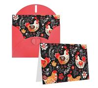 PPTHSNVB Biglietti di auguri con busta, biglietti vuoti con simpatico gallo, galline, biglietto di ringraziamento, 10,2 x 15,2 cm, biglietto di auguri vuoto per insegnanti di nozze, San Valentino