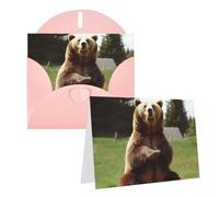 PPTHSNVB Biglietti di auguri con busta, biglietti vuoti Hi Bear Siediti sul prato divertente biglietto di ringraziamento 10,2 x 15,2 cm biglietto di compleanno Get Well biglietti vuoti per insegnanti