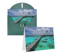 PPTHSNVB Biglietti di auguri con busta, biglietti vuoti per appunti con paesaggio delle Maldive, biglietto di ringraziamento divertente 10,2 x 15,2 cm, biglietto di compleanno per insegnanti di nozze