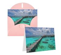 PPTHSNVB Biglietti di auguri con busta, biglietti vuoti per appunti con paesaggio delle Maldive, biglietto di ringraziamento divertente 10,2 x 15,2 cm, biglietto di compleanno per insegnanti di nozze