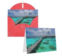 PPTHSNVB Biglietti di auguri con busta, biglietti vuoti per appunti con paesaggio delle Maldive, biglietto di ringraziamento divertente 10,2 x 15,2 cm, biglietto di compleanno per insegnanti di nozze
