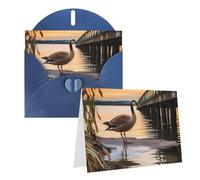 PPTHSNVB Biglietti di auguri con busta, biglietti vuoti Wild Goose by the Bridge, biglietto di ringraziamento divertente, 10,2 x 15,2 cm, biglietto di auguri per matrimonio, insegnanti, San Valentino