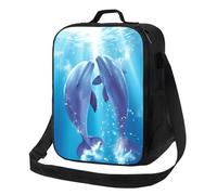 PPTHSNVB Borsa per il pranzo con delfini innamorati, per donne e uomini, adulti, isolata, a prova di perdite, riutilizzabile, con tracolla regolabile, per lavoro e viaggi