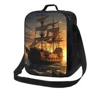 PPTHSNVB Borsa per il pranzo con nave pirata fantasy per donne e uomini adulti borse per il pranzo isolate a tenuta stagna borsa termica riutilizzabile contenitore per il pranzo con tracolla