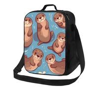 PPTHSNVB Borsa termica per il pranzo con motivo di lontre marroni, per donne e uomini, adulti, a prova di perdite, riutilizzabile, con tracolla regolabile, per lavoro e viaggi
