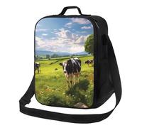 PPTHSNVB Borsa termica per il pranzo con mucche al pascolo, per donne e uomini, adulti, borsa termica per il pranzo, a prova di perdite, riutilizzabile, con tracolla regolabile, per lavoro e viaggi
