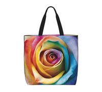 PPTHSNVB Borsa tote da donna, riutilizzabile, per la spesa, con rosa arcobaleno, borsa a tracolla, borsa per il fine settimana