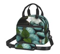 PPTHSNVB Cobblestone Zen Flowers - Borsa per il pranzo per donne e uomini, adulti, isolata, a prova di perdite, riutilizzabile, con tracolla regolabile, per lavoro e viaggi