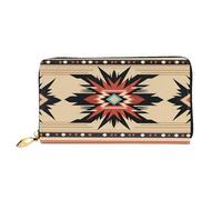 PPTHSNVB Cool Cheetah Leopard Portafoglio Donna Grande Capacità Porta Carte di Credito Zip Del Telefono Frizione Delle Signore Borsa, Modelli nativi americani, One Size, Classico