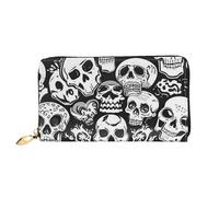 PPTHSNVB Cool Cheetah Leopard Portafoglio Donna Grande Capacità Porta Carte di Credito Zip Del Telefono Frizione Delle Signore Borsa, Teschio, One Size, Classico