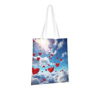 PPTHSNVB Cuori nel Cielo Tela Tote Bag per le Donne Riutilizzabile Shopping Borse della spesa con Manici Borse di Panno