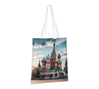 PPTHSNVB Due elefanti Canvas Tote Bag per le Donne Riutilizzabili Shopping Borse della spesa con Manici Borse di Panno, Cattedrale di San Basilio Rosso a Mosca, One Size