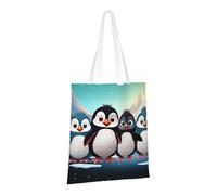 PPTHSNVB Due elefanti Canvas Tote Bag per le Donne Riutilizzabili Shopping Borse della spesa con Manici Borse di Panno, Cinque simpatici pinguini, One Size