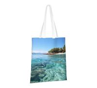 PPTHSNVB Fuoco e ghiaccio draghi Canvas Tote Bag per le donne Riutilizzabile Shopping Borse della spesa con manici Borse di stoffa, Isola delle Figi e Mare Chiaro, Taglia unica