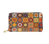 PPTHSNVB Portafoglio da donna con pane dipinto grande capacità porta carte di credito zip telefono frizione borsa da viaggio da donna, Gruppo Di Marocchino Geometrico, Taglia unica, classico
