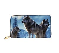 PPTHSNVB Portafoglio da donna con pane dipinto grande capacità porta carte di credito zip telefono frizione borsa da viaggio da donna, Lupi, Taglia unica, classico