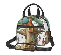 PPTHSNVB Simpatica borsa per il pranzo a forma di albero delle fate, per donne e uomini, adulti, isolata, a prova di perdite, riutilizzabile, con tracolla regolabile, per lavoro e viaggi
