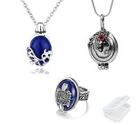 PPX 3 pezzi collana e anelli da donna Anello da donna Il Signore degli Anelli Vampire Salvatore Damon Stefan Finger Stefan Anello con scatola di immagazzinaggio, Lega di acciaio