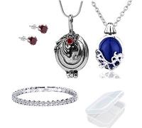 PPX 5 Pezzi Collane, Orecchini e Bracciale di Diari di Vampiri - Collana Katherine per Escursioni Diurne - la Catena Della Collana di Vena può Aprire L'argento - con Scatola