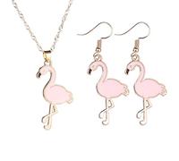 PPX Bellissima collana e orecchini pendenti con fenicotteri rosa per donne, bambini e ragazze per mamma, moglie o fidanzata (Rosa)