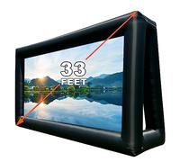 PPXIA Schermo gonfiabile per proiettori esterni da 33 metri, schermo gigante per serate di cinema, piscina, con aeratore, lacci, borsa di stoccaggio, supporta proiezione anteriore e posteriore