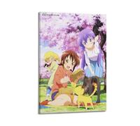 PPZEBDYB Poster decorativo da parete a tema anime, stampa artistica su tela, motivo: Tre foglie, moderno, per camera da letto, 50 x 75 cm