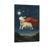PPZEBDYB Poster decorativo da parete con pecora super volante, poster decorativo su tela, stampa artistica moderna per camera da letto, poster decorativo per camera da letto, 20 x 30 cm