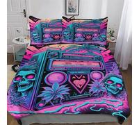 PPZYY 3D Neon Landscape Set Di Biancheria Da Letto Copri Piumino Anallergico in Microfibra 3 Pz Copripiumino Con Chiusura A Cerniera Set Per Adulti E Adolescenti King(220x240cm)