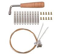 Pqahffowr 10 Pezzi di Perno di Accordatura Chiodi e 10 Rivetti, con Chiave di Accordatura Un Forma di L, 10 Corde di Laiyaqin per Strumento Un Corda per Arpa Un Lira