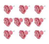 Pqahffowr 10 Pezzi Pomelli per Porta Floreali nel Ceramica Floreale Vintage Rosa Maniglia Cassetto Cucina + (Rosa)